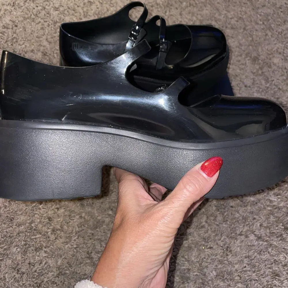 Melissa Farah Platform Black Mary Jane Shoes Size 9